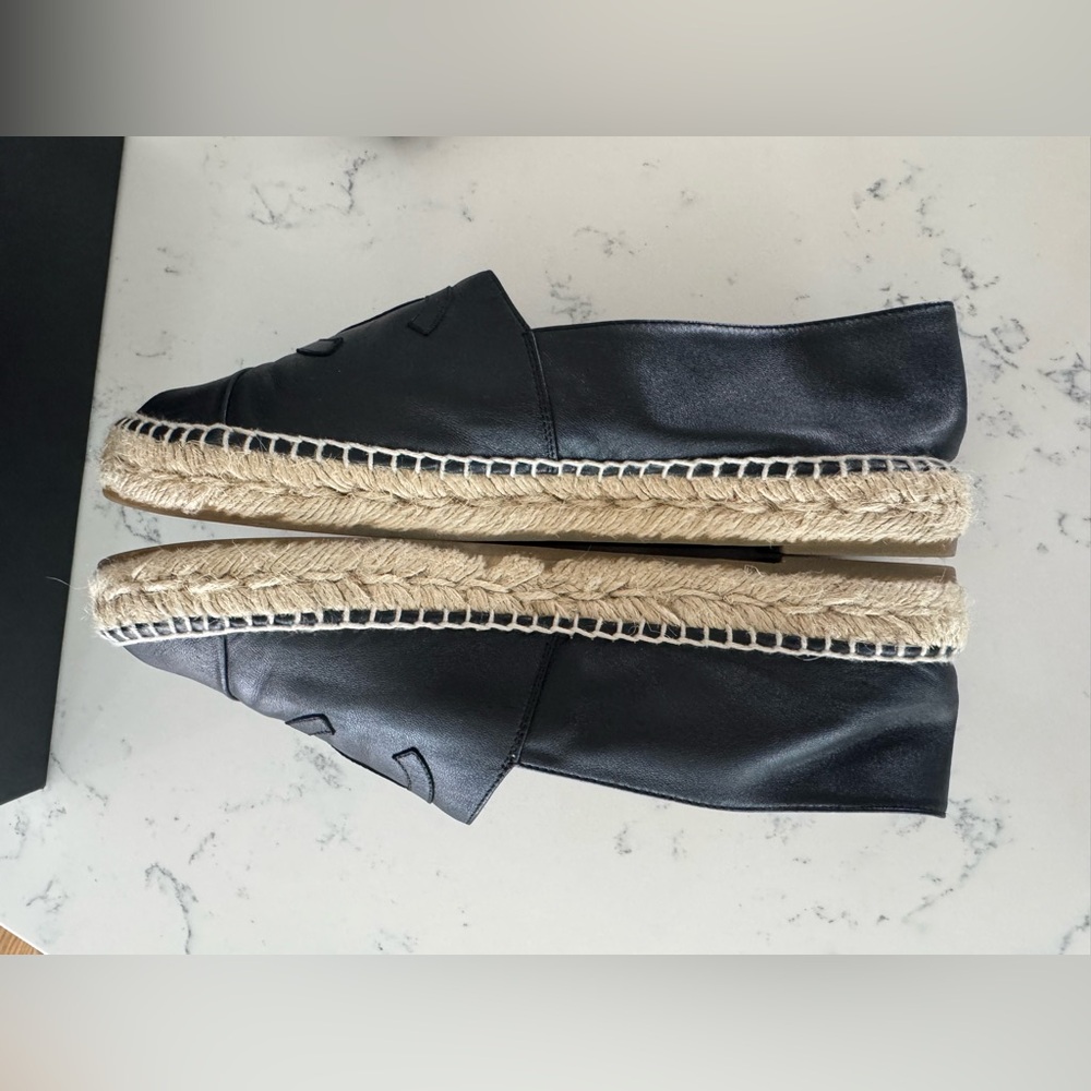 Chanel CC Lambskin Espadrilles Black Leather Size 41 | Box & Dust Bags - Picture 9 of 16